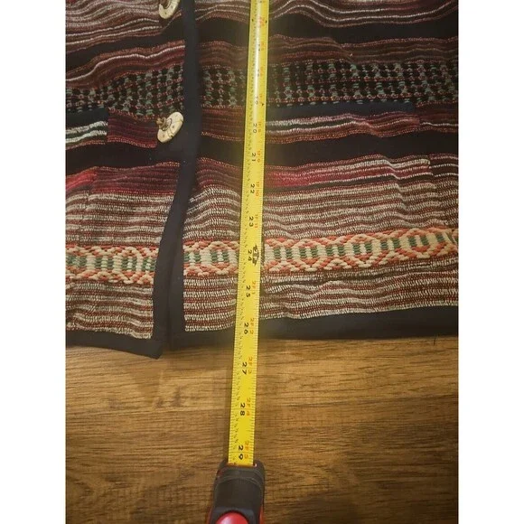 VTG 90s FLASHBACK Tapestry Southwest Aztec Blanket Button Jacket Women's Large - Picture 5 of 7